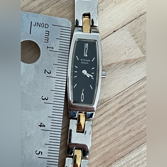 Titan Raga Ladies Watch Two Tone Bracelet Rectangular Black Dial - Picture 13 of 15